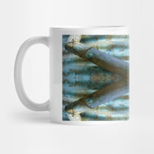 Blue Abstract Pipes on Corrugated Iron Mug